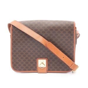 Celine Macadam Shoulder Bag Canvas Leather Brown